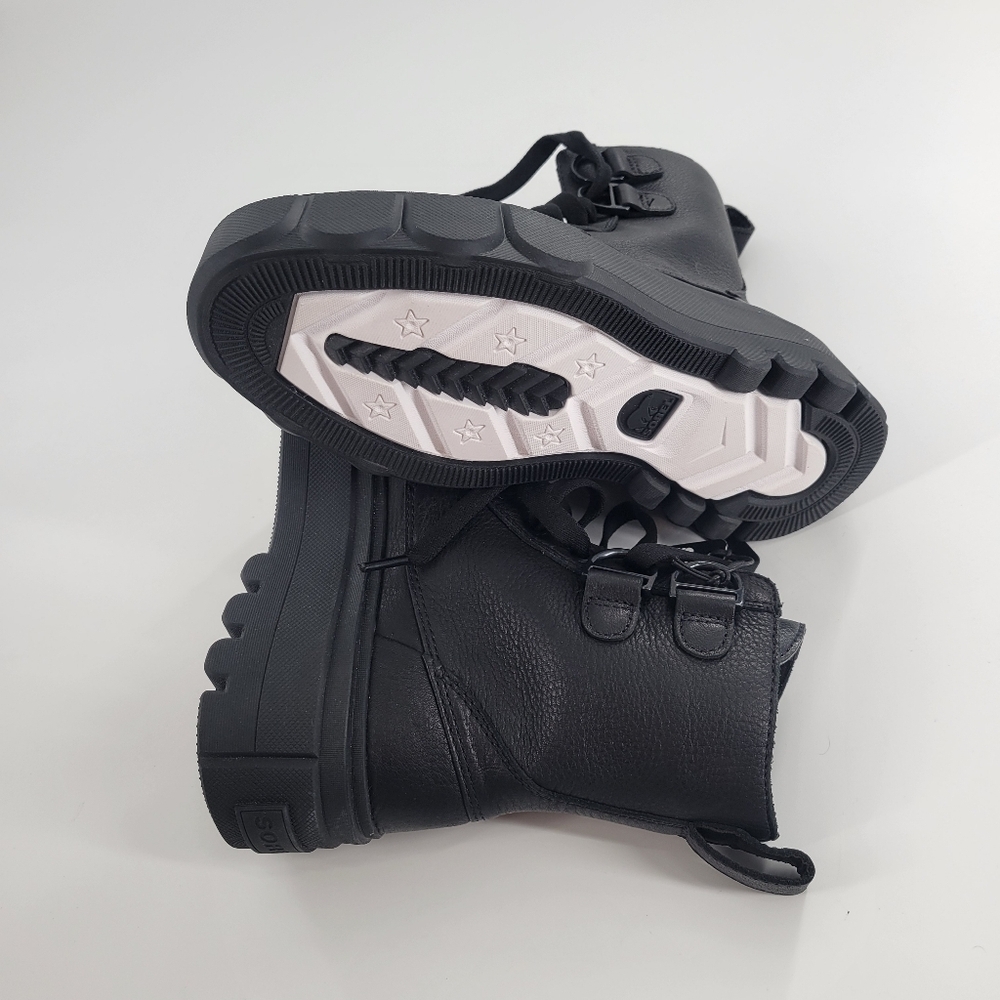 Sorel Caribou Boot Lace Up Black Leather Rubber Size 8 New - Picture 7 of 7